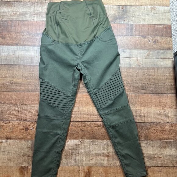 Isabel Olive Green Maternity Jeggings with Ankle Zippers size 8